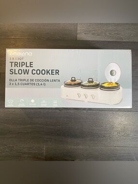 Ambiano Triple Slow Cooker White : 3 X 1.5 QT New Sealed